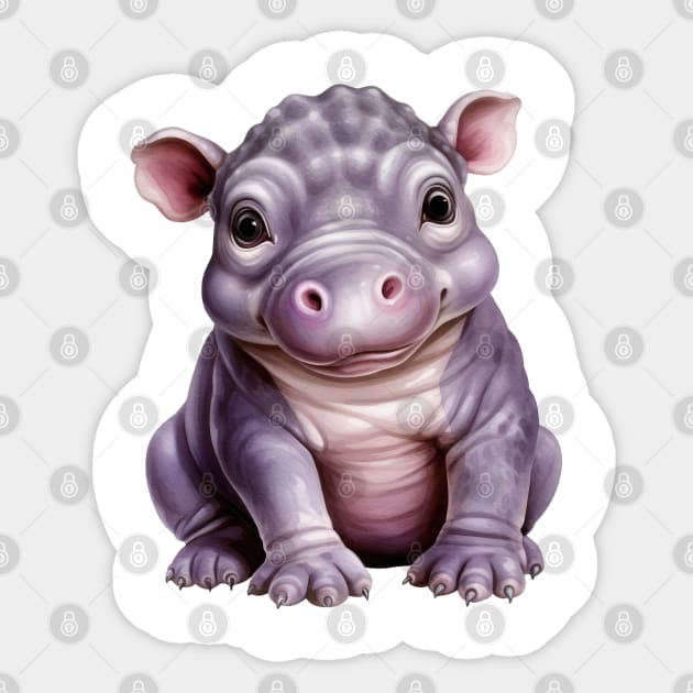 Baby Hippo Sticker by Chromatic Fusion Studio